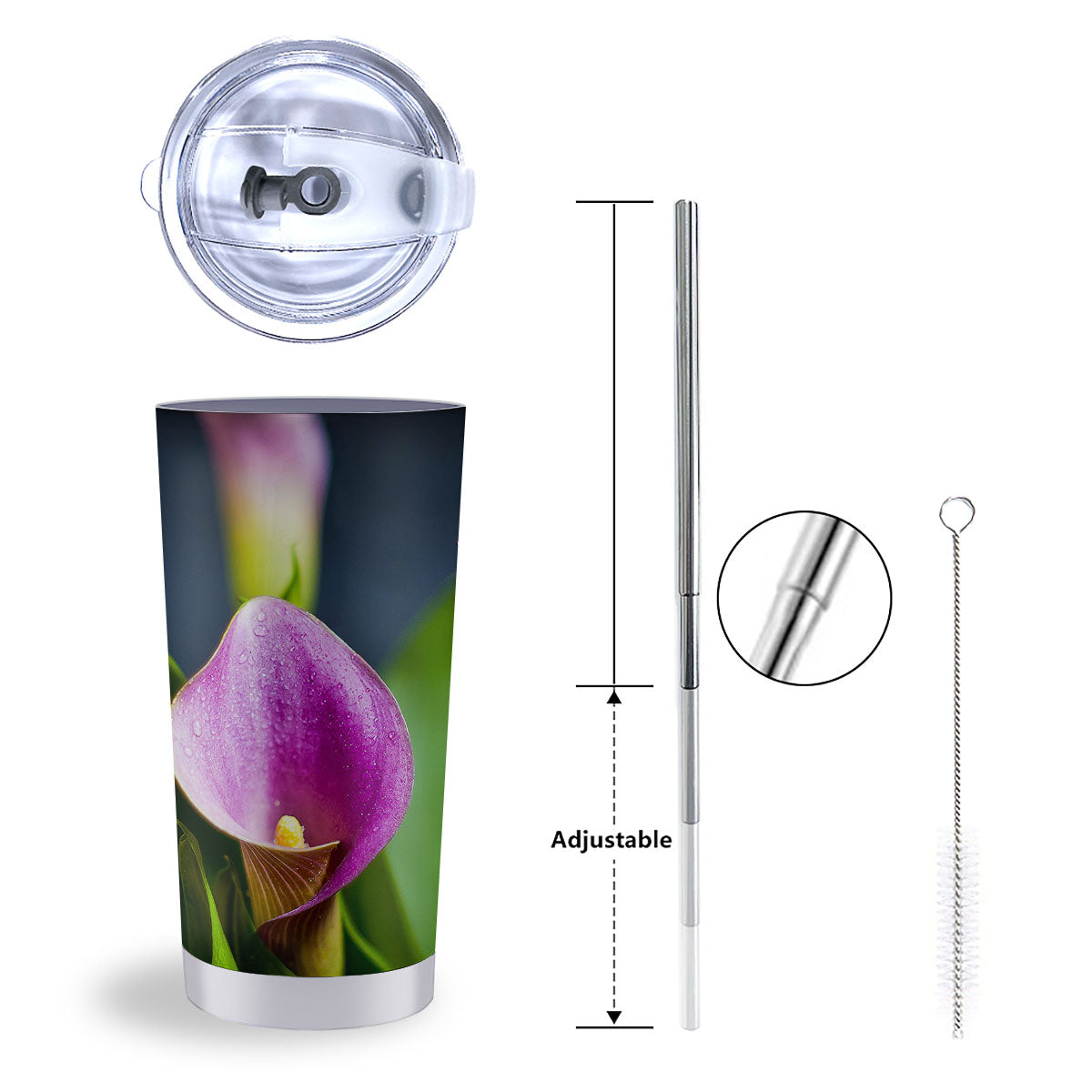 Flower Lily Purple Print Tumbler-grizzshop