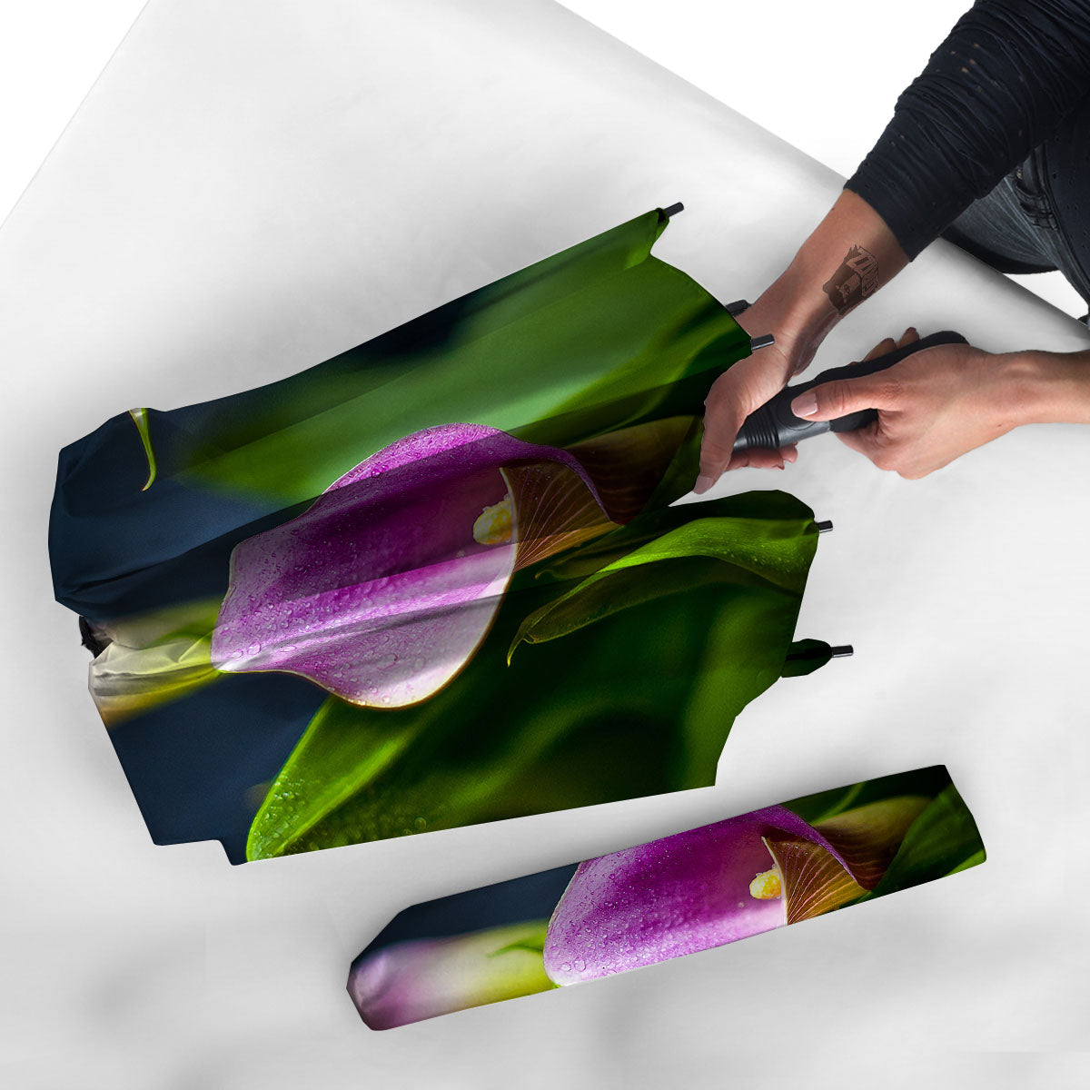 Flower Lily Purple Print Umbrella-grizzshop