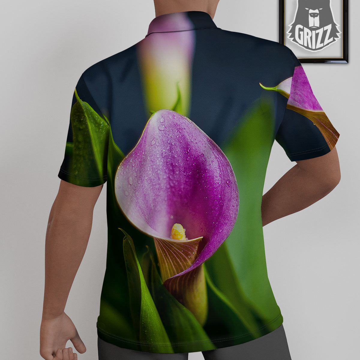 Flower Lily Purple Print Untucked Shirts-grizzshop