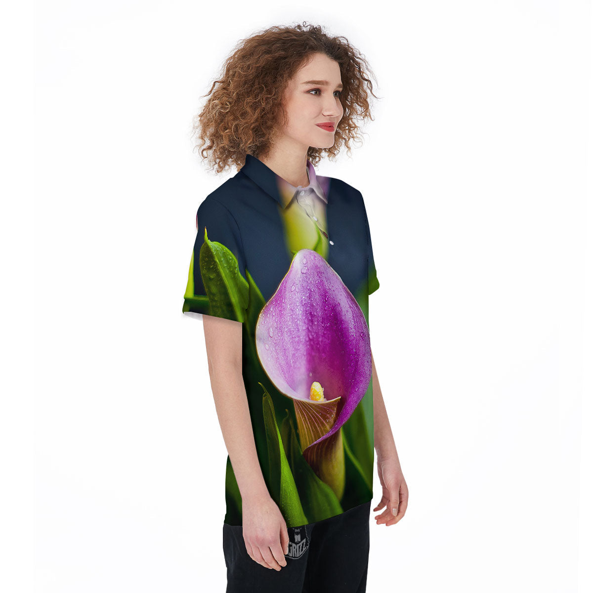 Flower Lily Purple Print Women's Golf Shirts-grizzshop