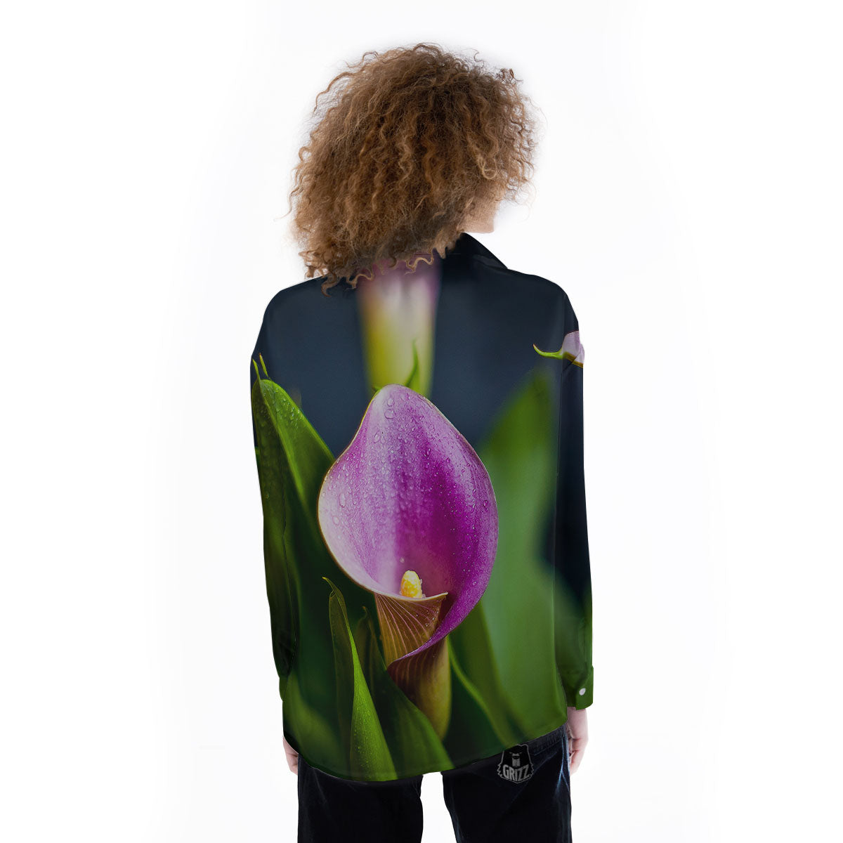 Flower Lily Purple Print Women's Long Sleeve Shirts-grizzshop