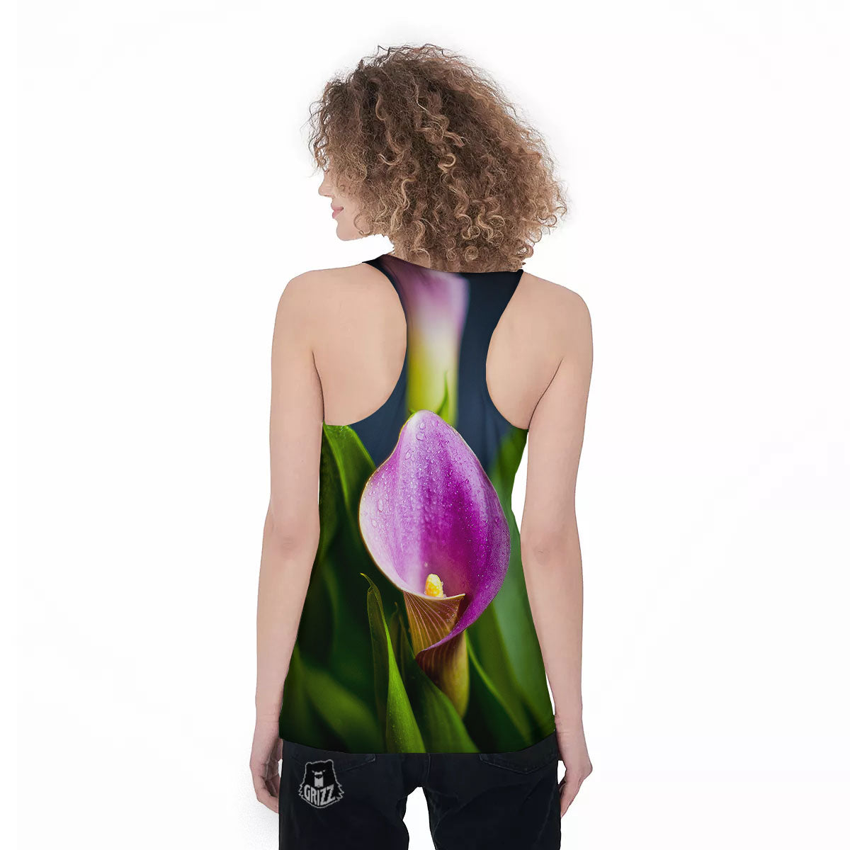 Flower Lily Purple Print Women's Racerback Tank Top-grizzshop