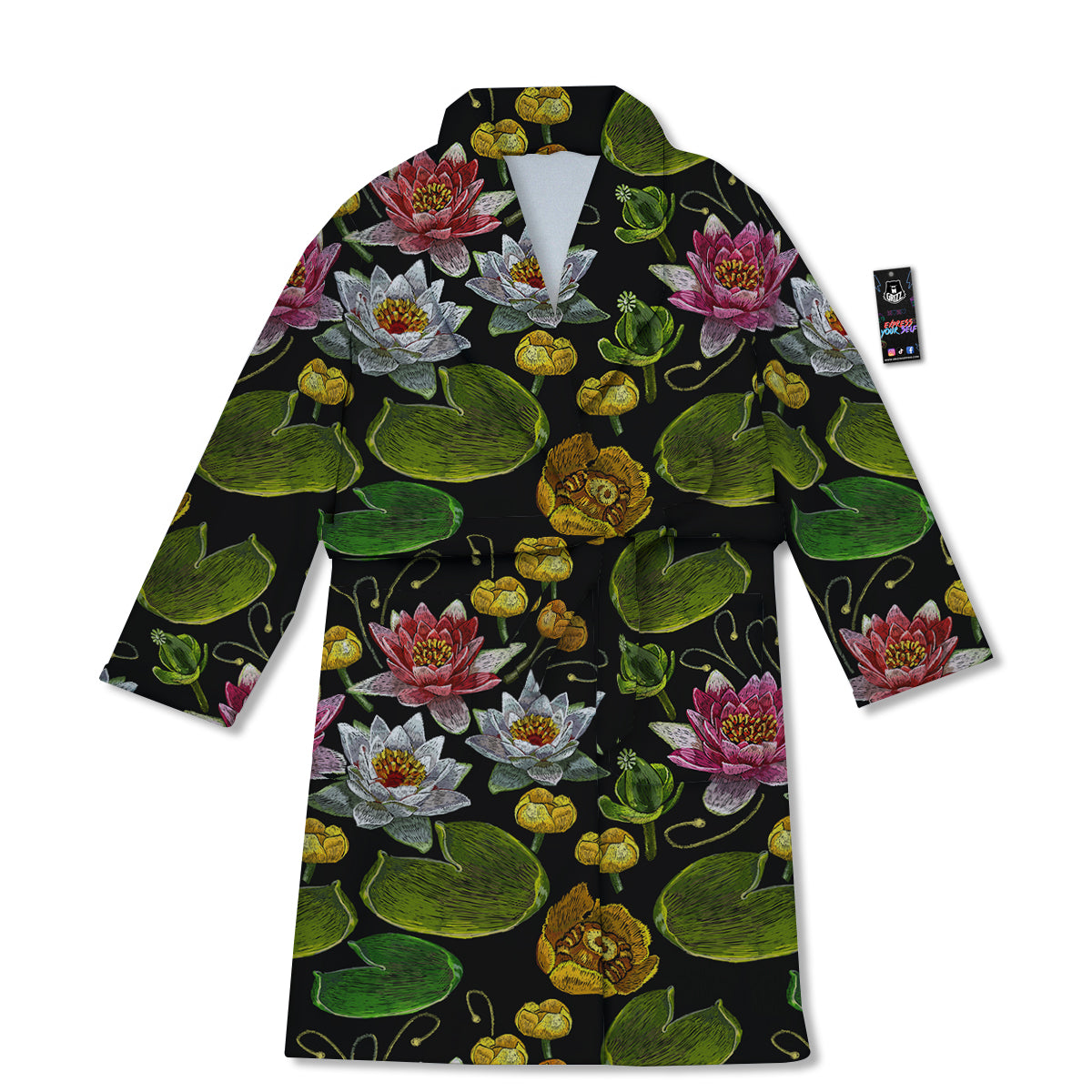 Flower Lily Water Print Pattern Bathrobe-grizzshop