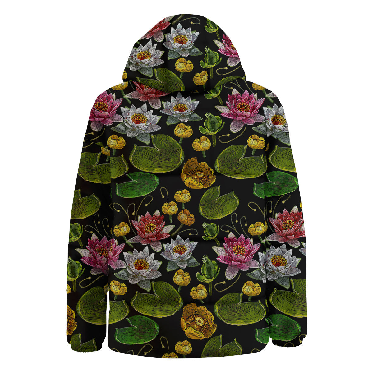 Flower Lily Water Print Pattern Down Jacket-grizzshop