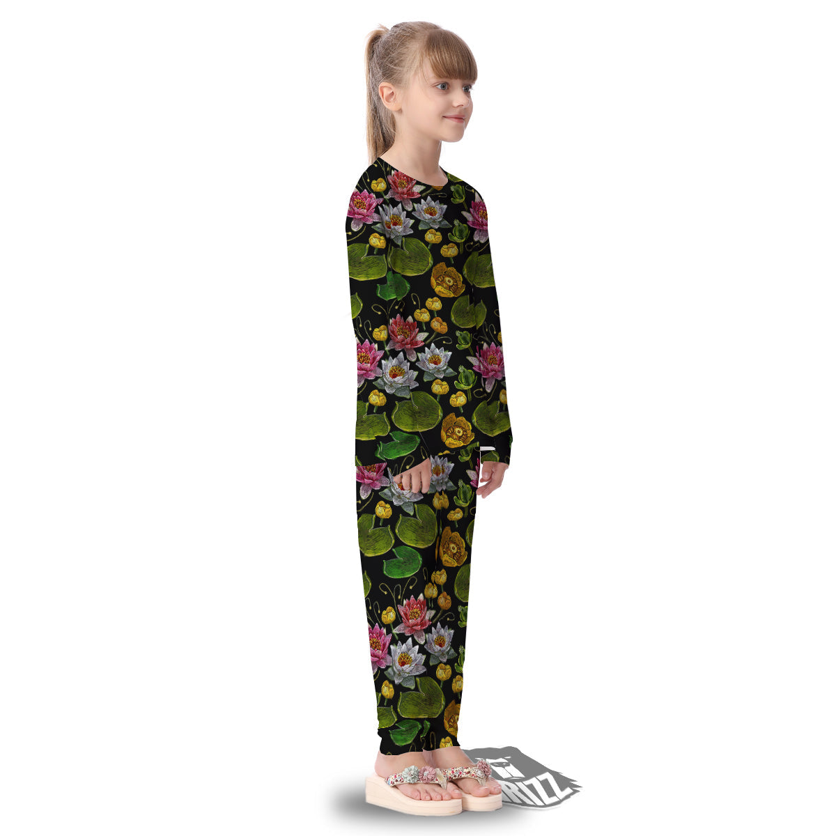 Flower Lily Water Print Pattern Kid's Pajamas-grizzshop
