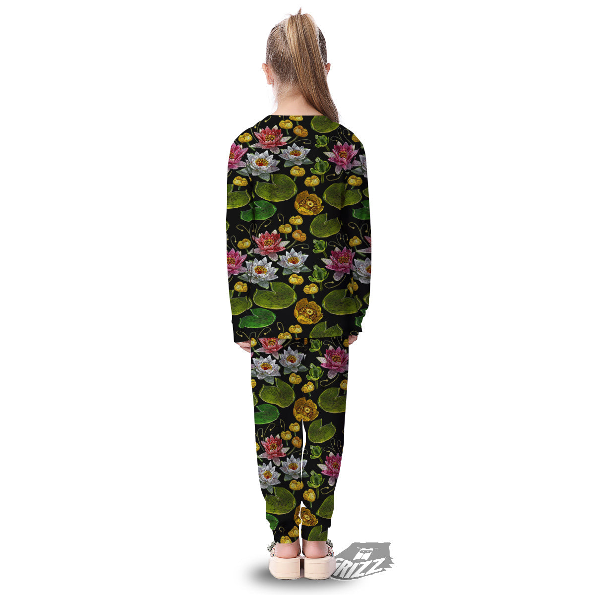Flower Lily Water Print Pattern Kid's Pajamas-grizzshop