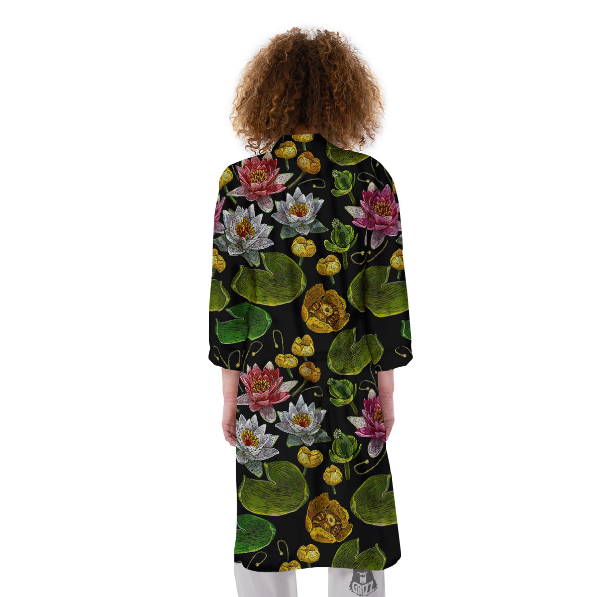 Flower Lily Water Print Pattern Kimono-grizzshop