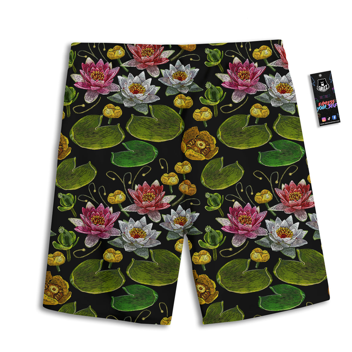 Flower Lily Water Print Pattern Men's Athletic Shorts-grizzshop
