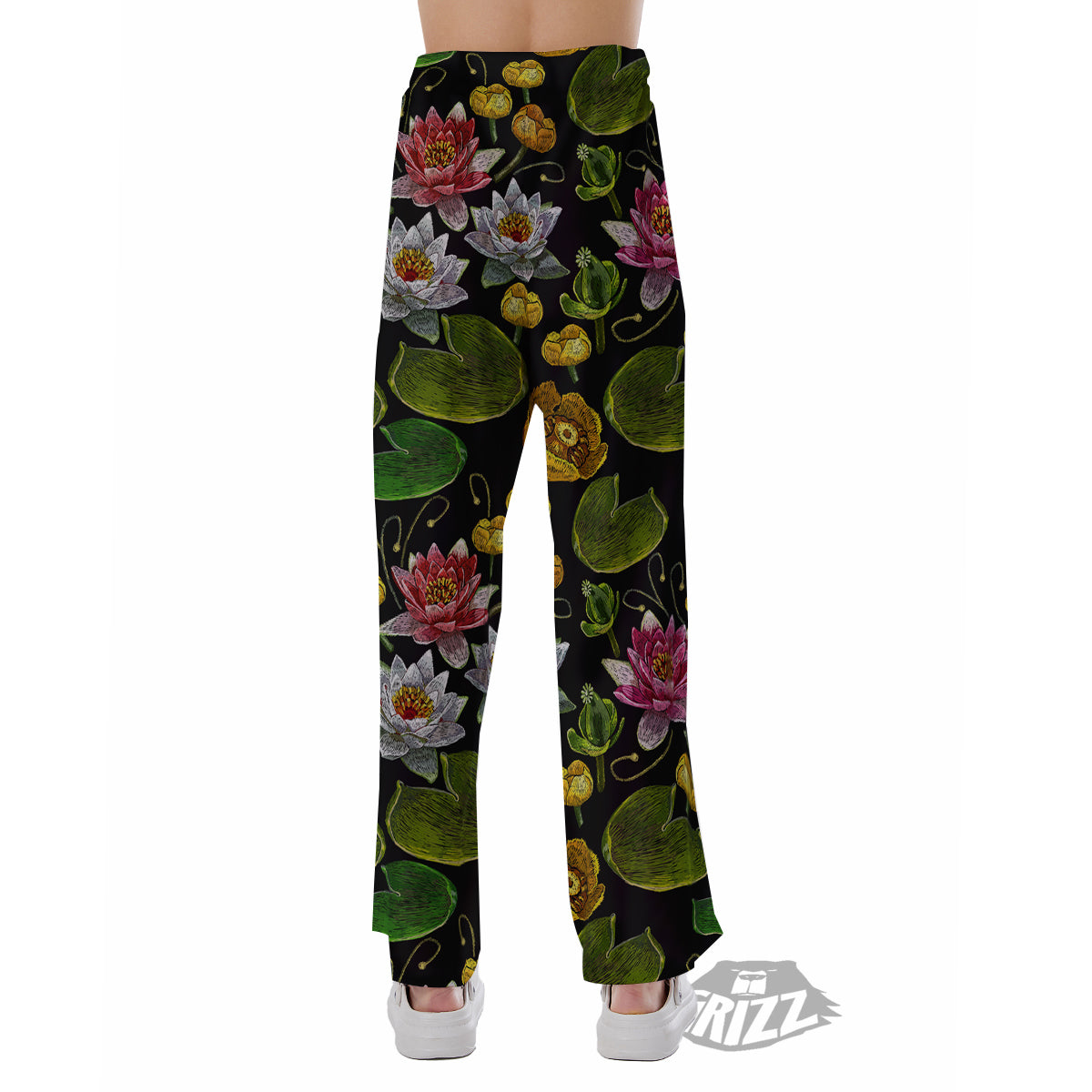 Flower Lily Water Print Pattern Pajama Pants-grizzshop