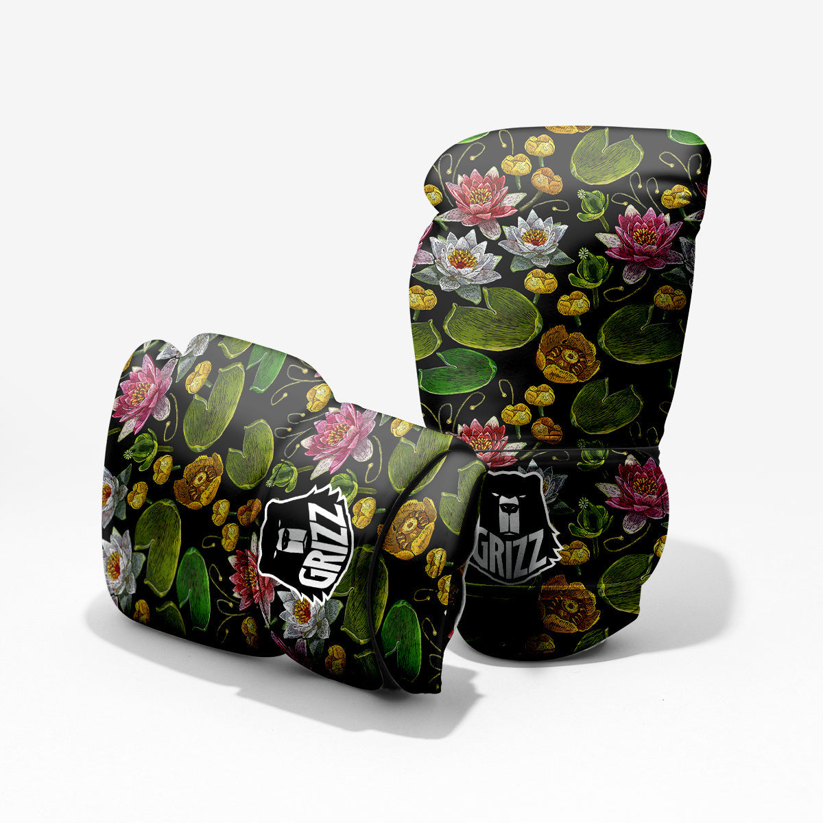 Flower Lily Water Print Pattern Sparring Gloves-grizzshop