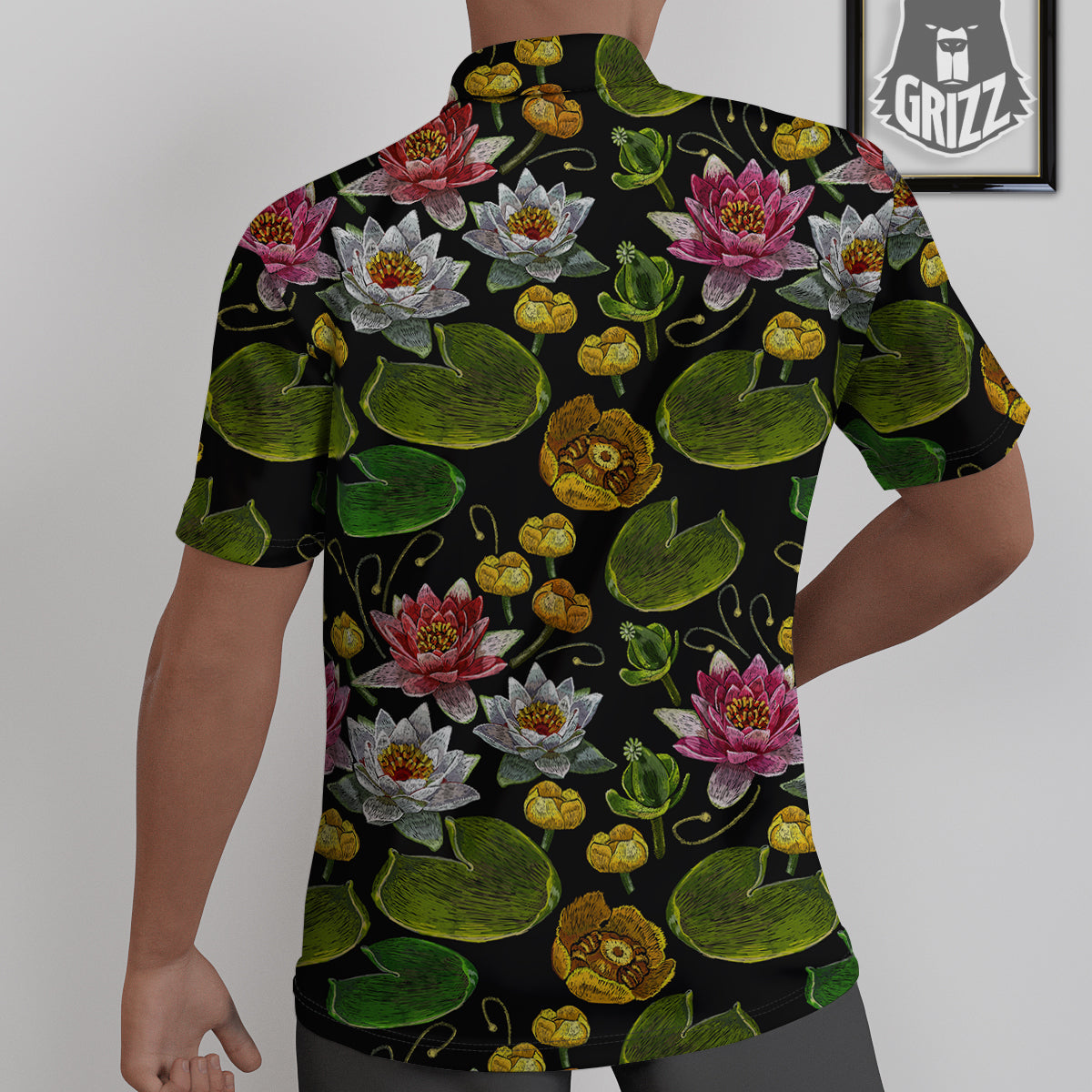 Flower Lily Water Print Pattern Untucked Shirts-grizzshop