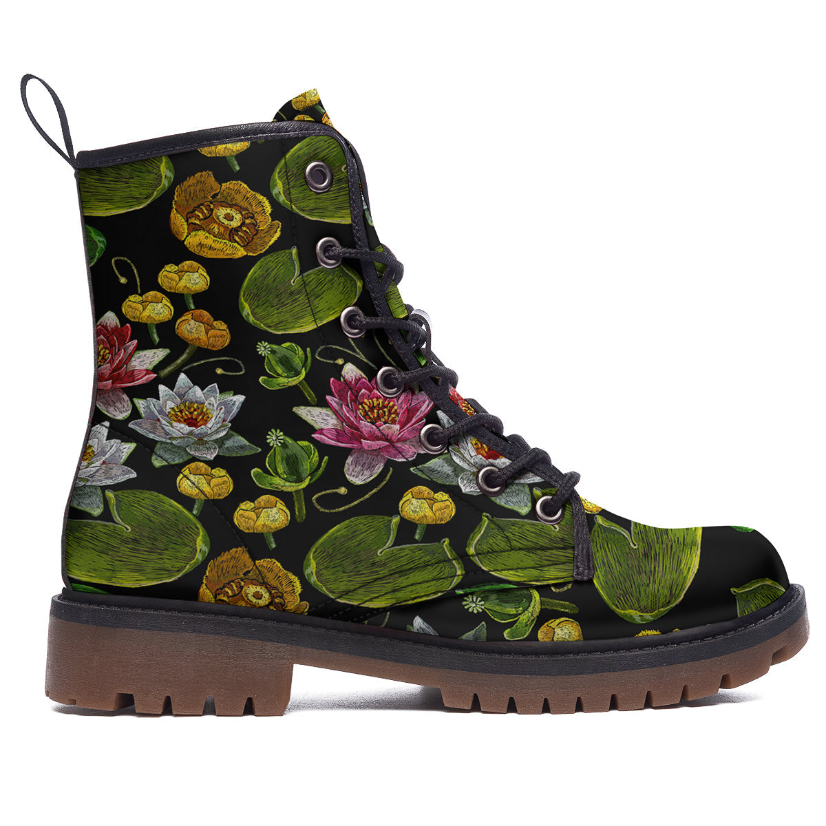 Flower Lily Water Print Pattern Work Boots-grizzshop