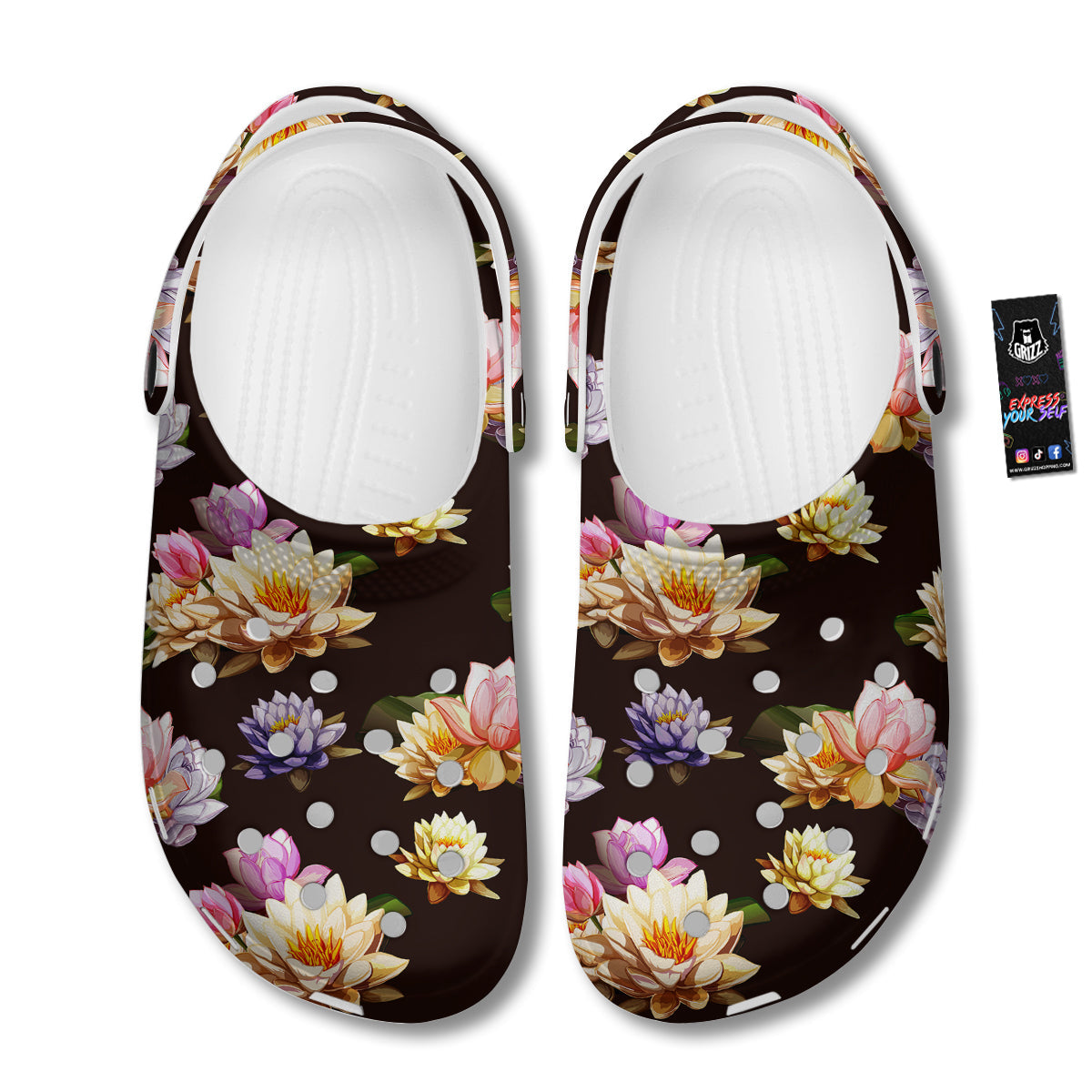 Flower Lotus Vintage Print Pattern Clog-grizzshop