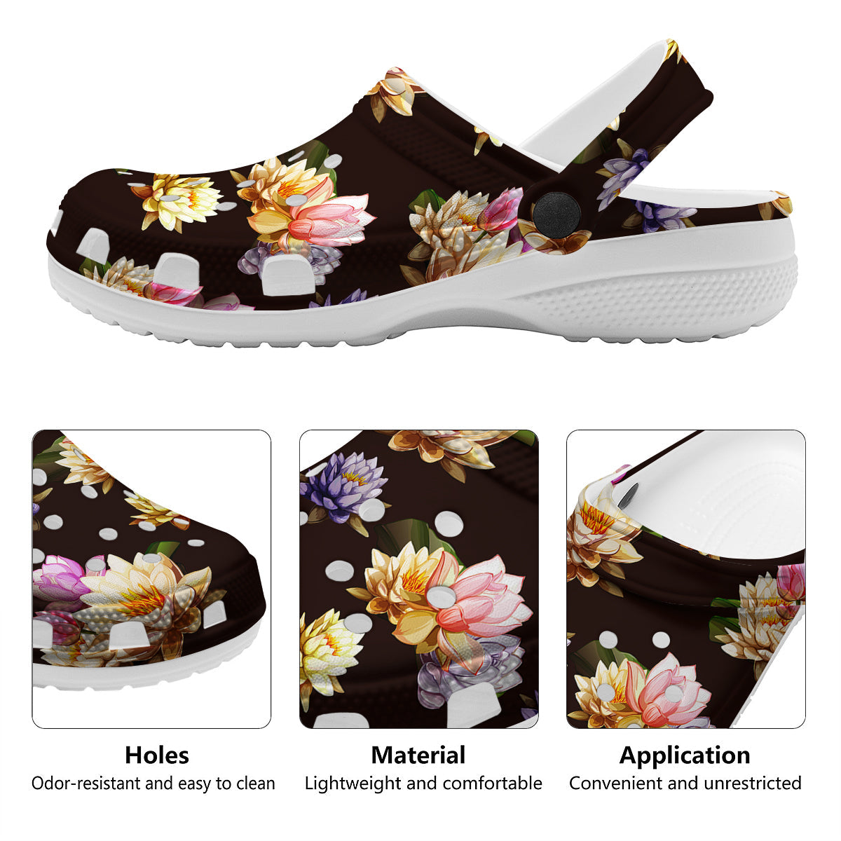 Flower Lotus Vintage Print Pattern Clog-grizzshop