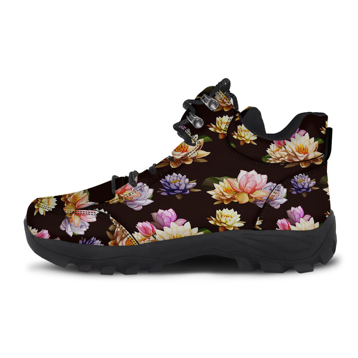 Flower Lotus Vintage Print Pattern Hiking Shoes-grizzshop