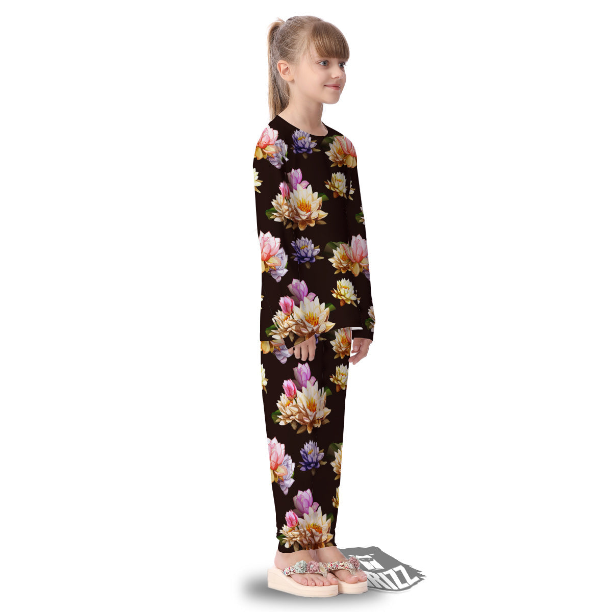 Flower Lotus Vintage Print Pattern Kid's Pajamas-grizzshop