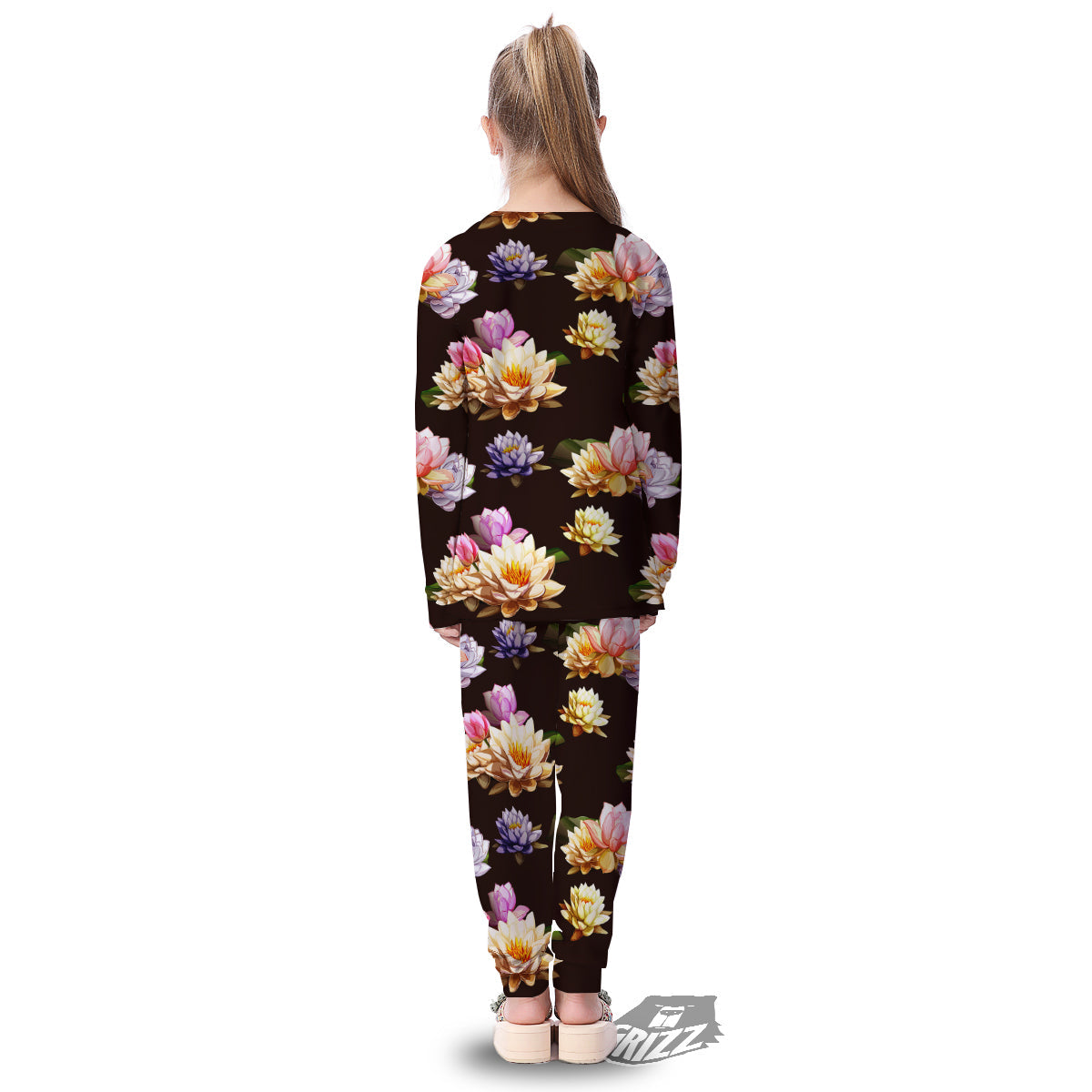 Flower Lotus Vintage Print Pattern Kid's Pajamas-grizzshop
