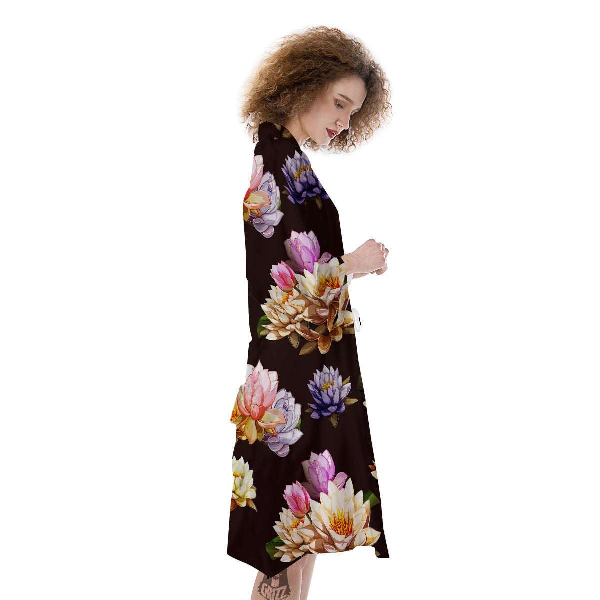 Flower Lotus Vintage Print Pattern Kimono-grizzshop