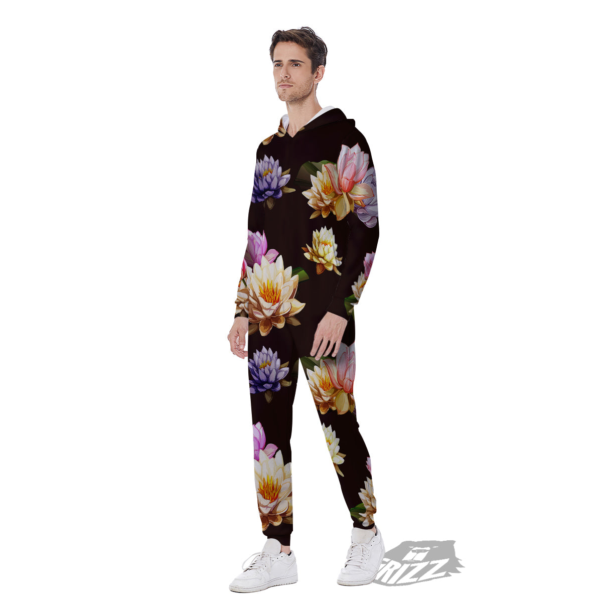 Flower Lotus Vintage Print Pattern Men's Jumpsuit-grizzshop