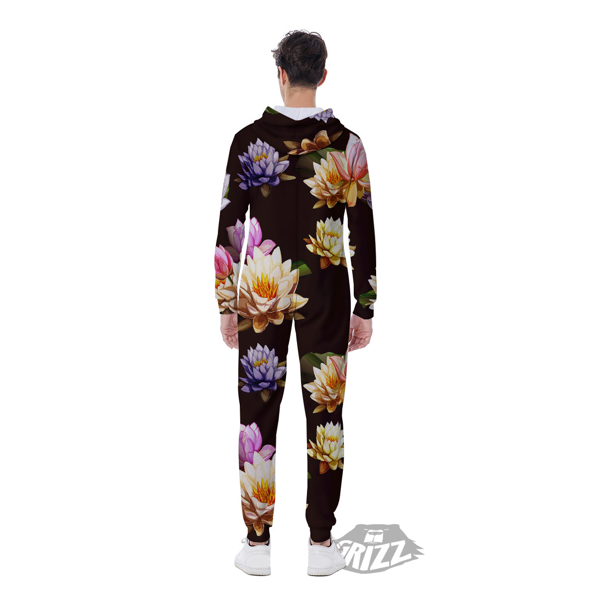 Flower Lotus Vintage Print Pattern Men's Jumpsuit-grizzshop