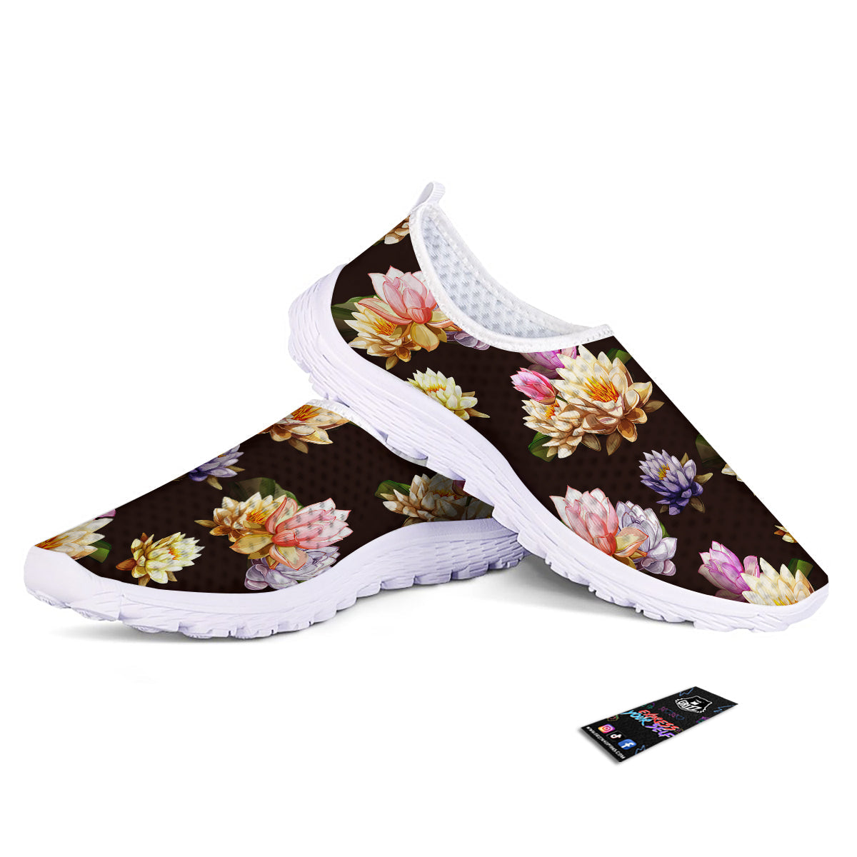Flower Lotus Vintage Print Pattern Nurse Shoes-grizzshop