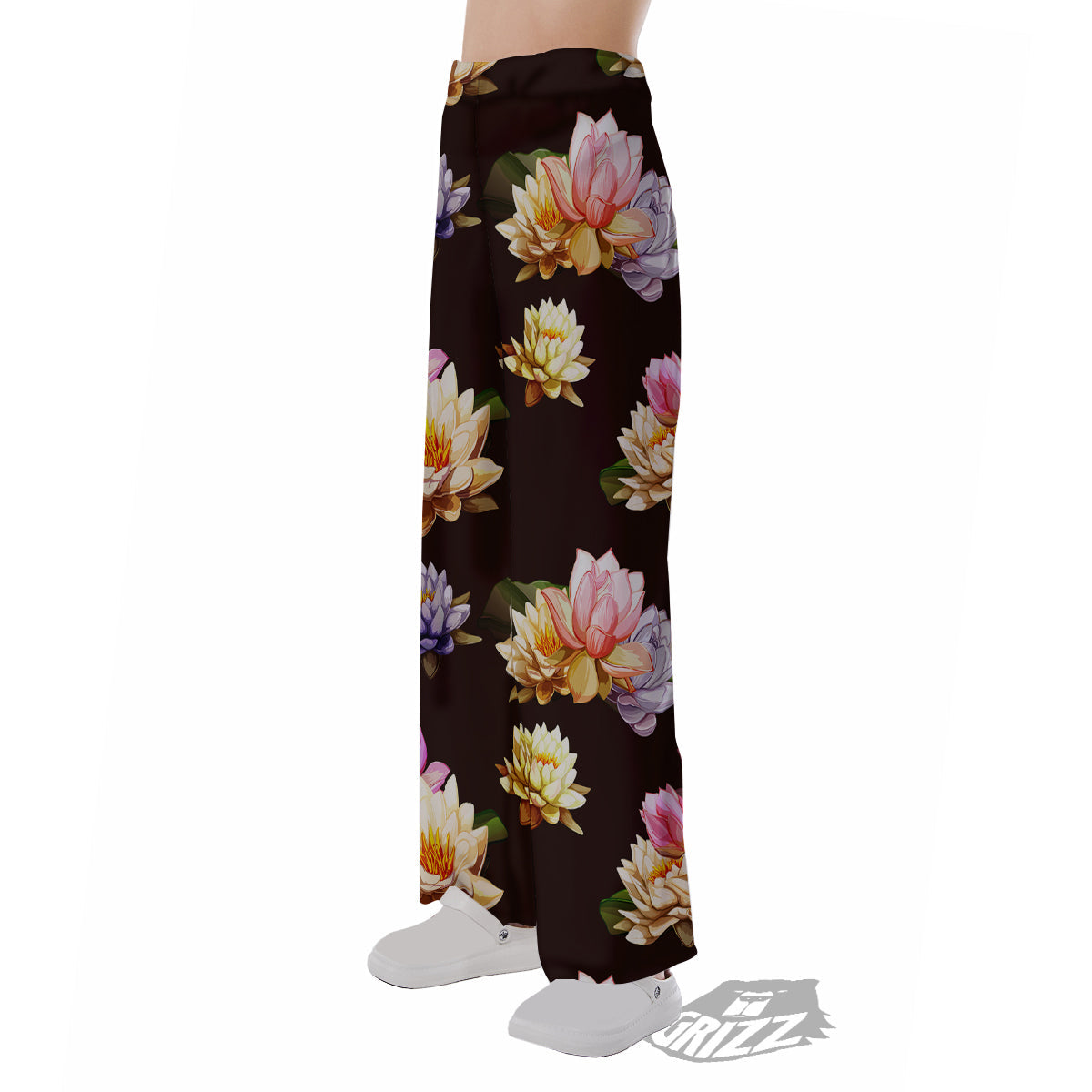 Flower Lotus Vintage Print Pattern Pajama Pants-grizzshop