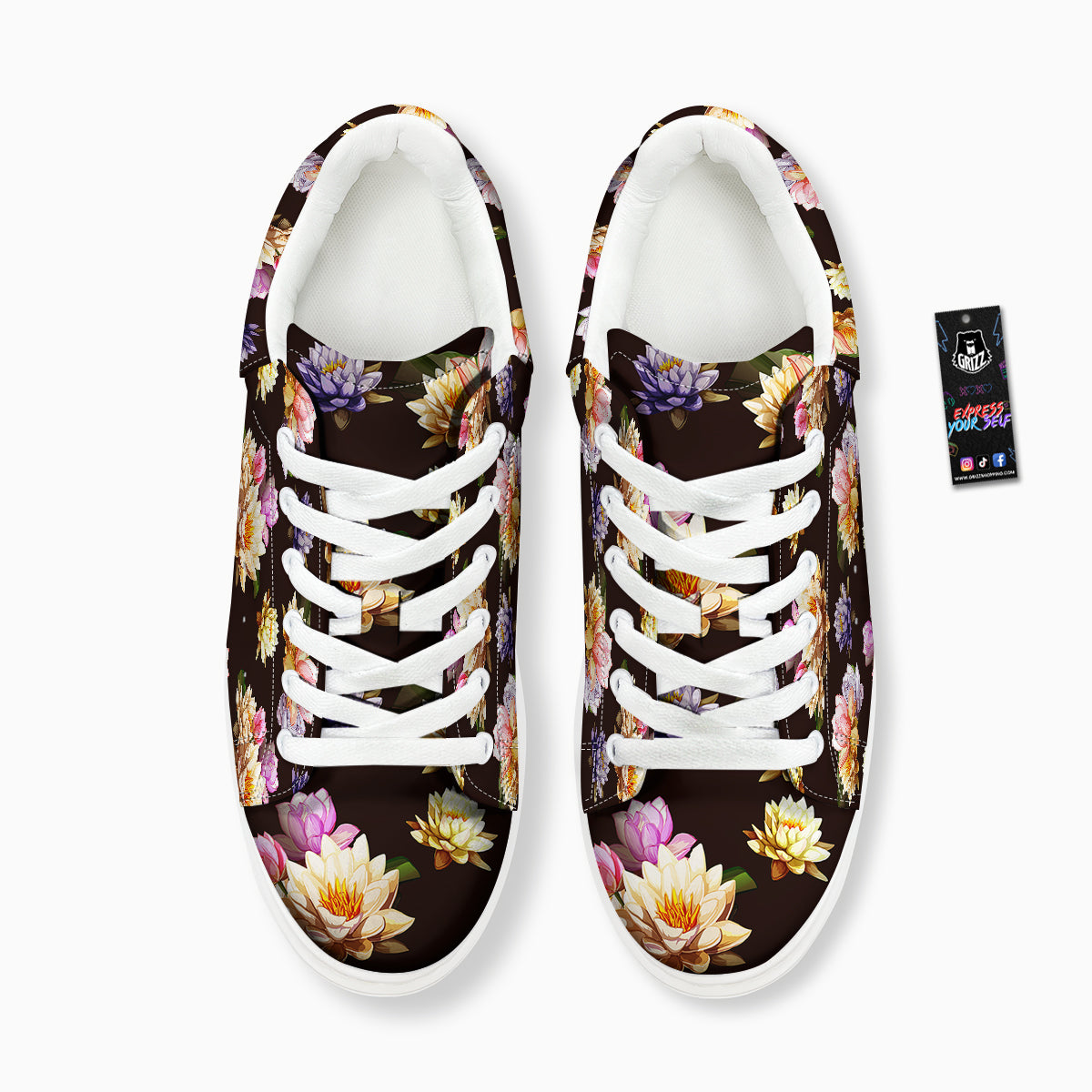 Flower Lotus Vintage Print Pattern Platform Shoes-grizzshop