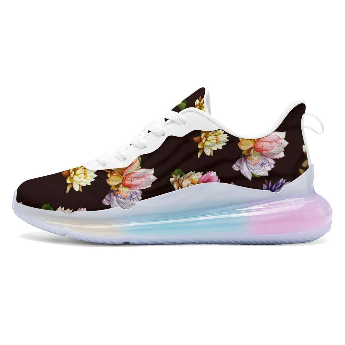 Flower Lotus Vintage Print Pattern Running Sneakers-grizzshop