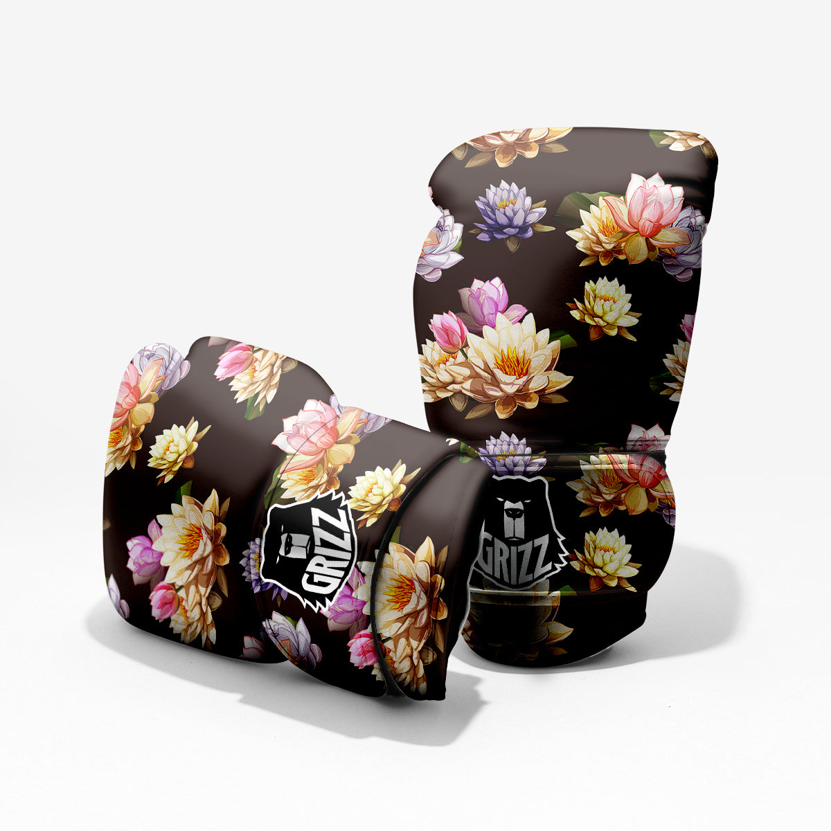Flower Lotus Vintage Print Pattern Sparring Gloves-grizzshop