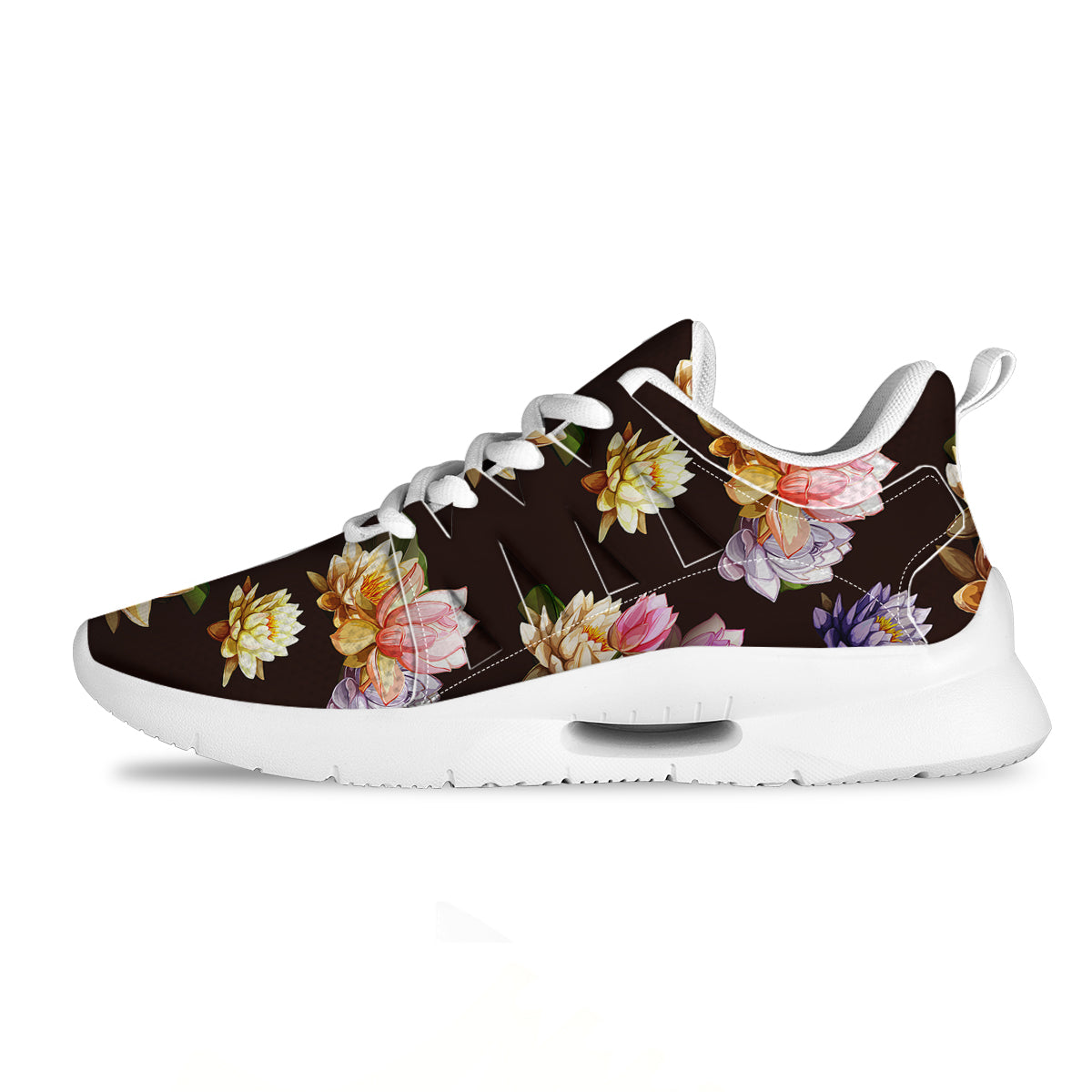 Flower Lotus Vintage Print Pattern Tennis Shoes-grizzshop