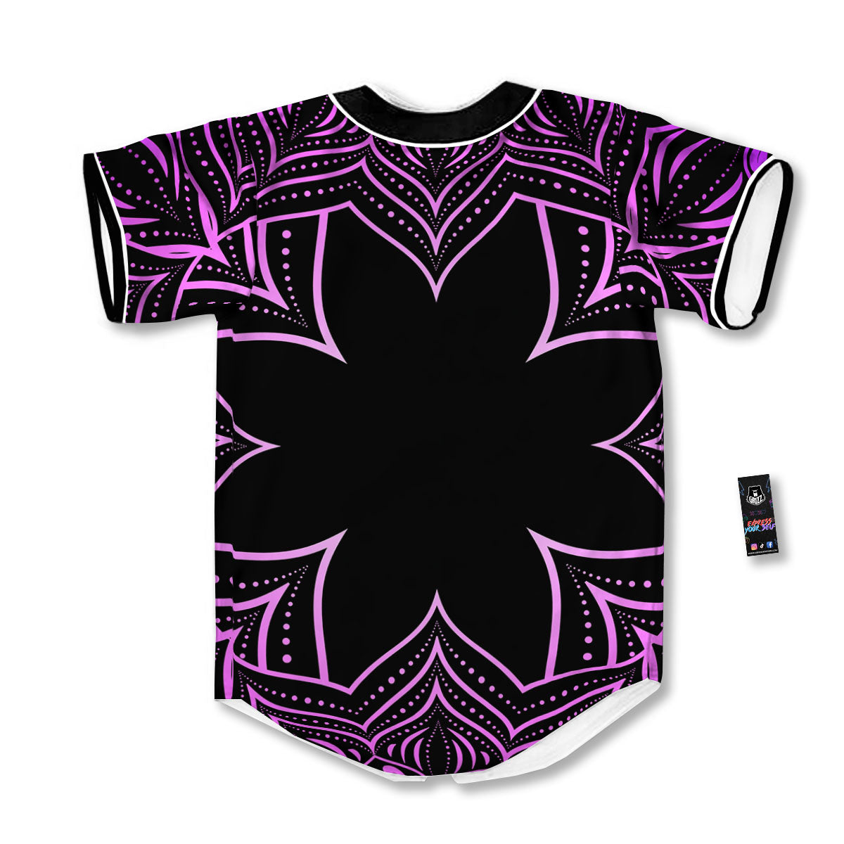 Flower Mandala Purple Print Baseball Jersey-grizzshop