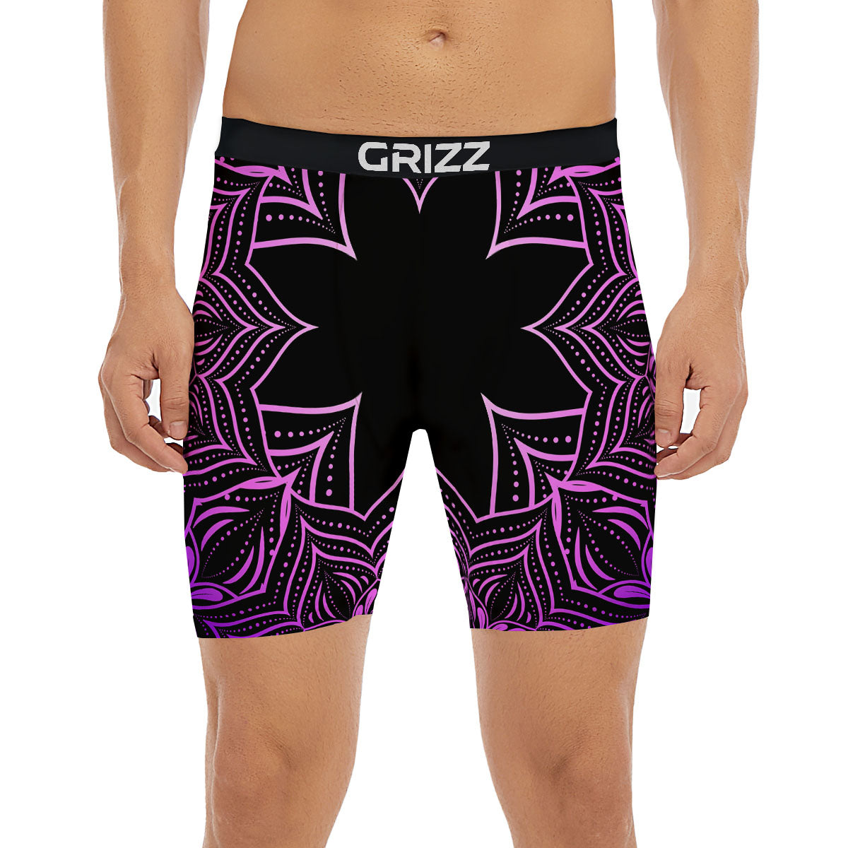 Flower Mandala Purple Print Boxer Briefs-grizzshop