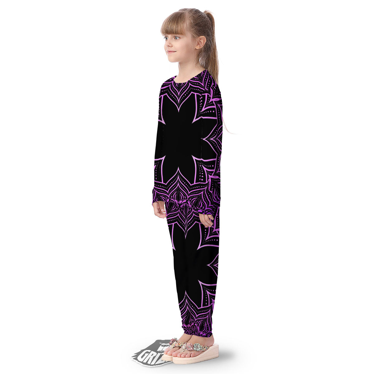 Flower Mandala Purple Print Kid's Pajamas-grizzshop