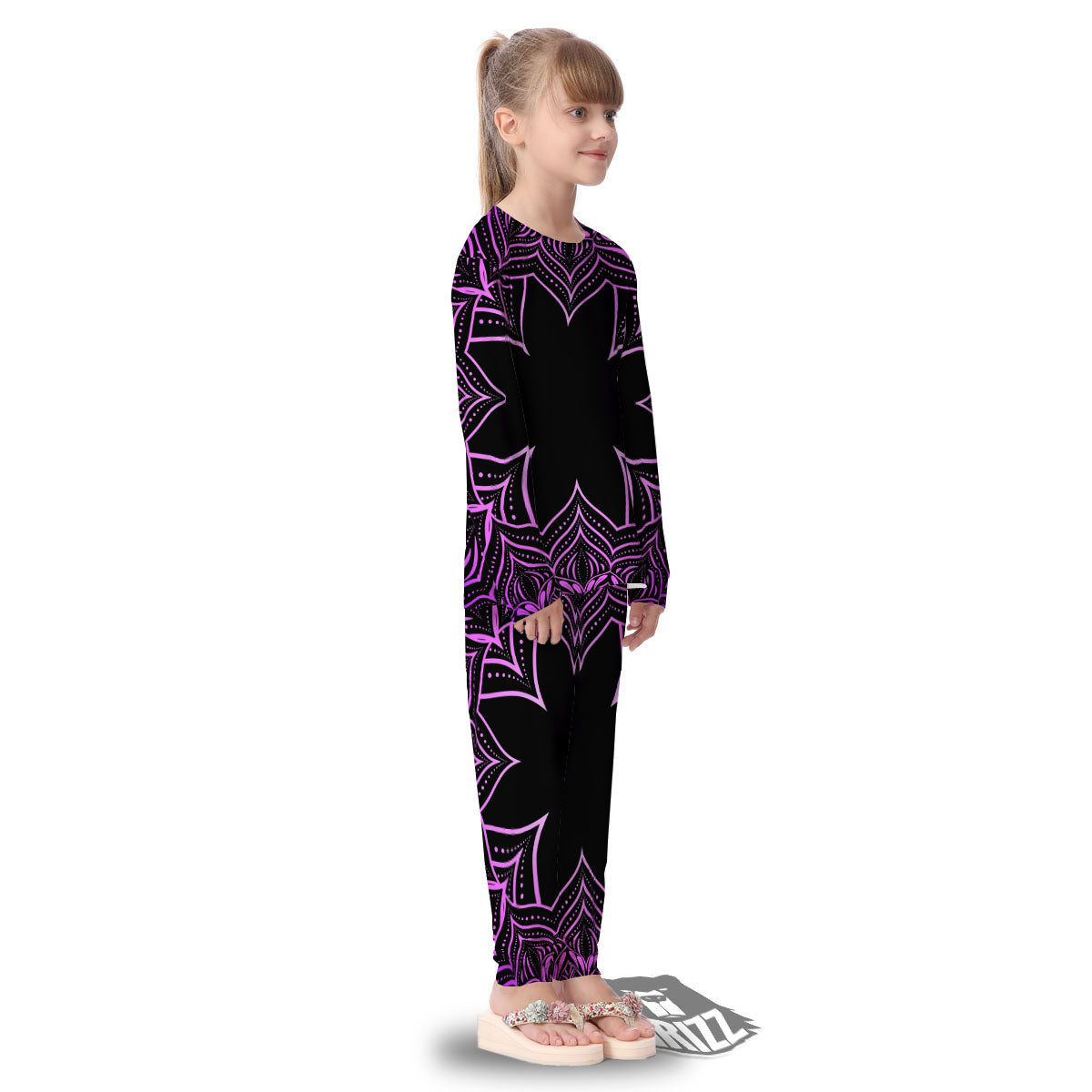 Flower Mandala Purple Print Kid's Pajamas-grizzshop