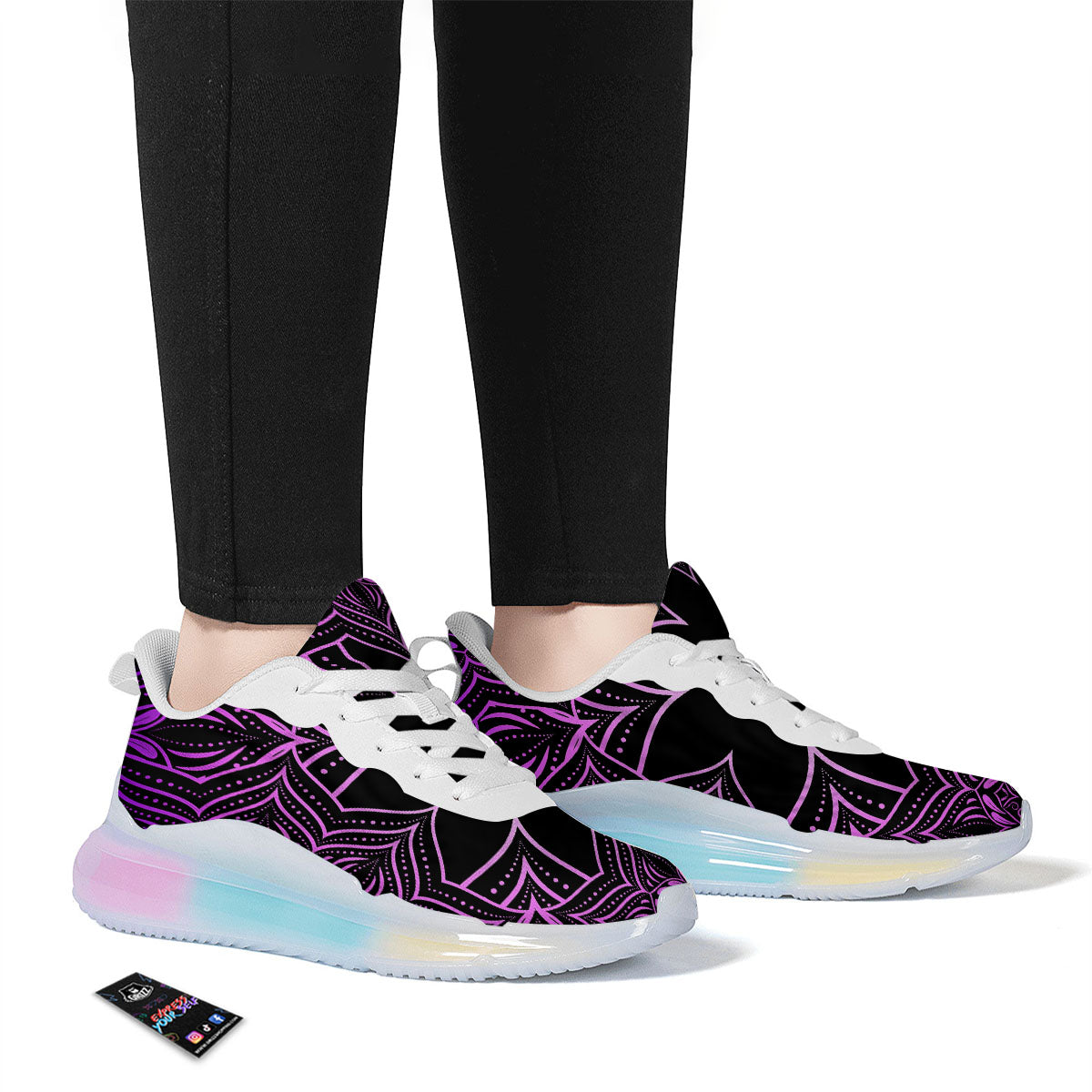 Flower Mandala Purple Print Running Sneakers-grizzshop