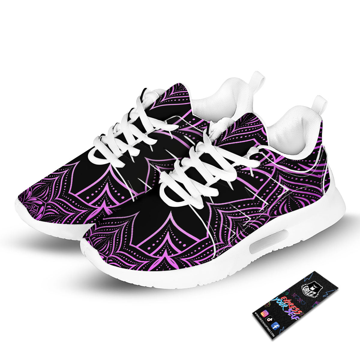 Flower Mandala Purple Print Tennis Shoes-grizzshop