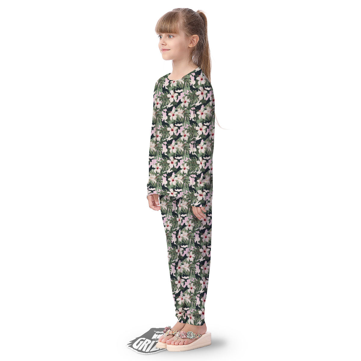 Flower Military Camouflage Print Pattern Kid's Pajamas-grizzshop