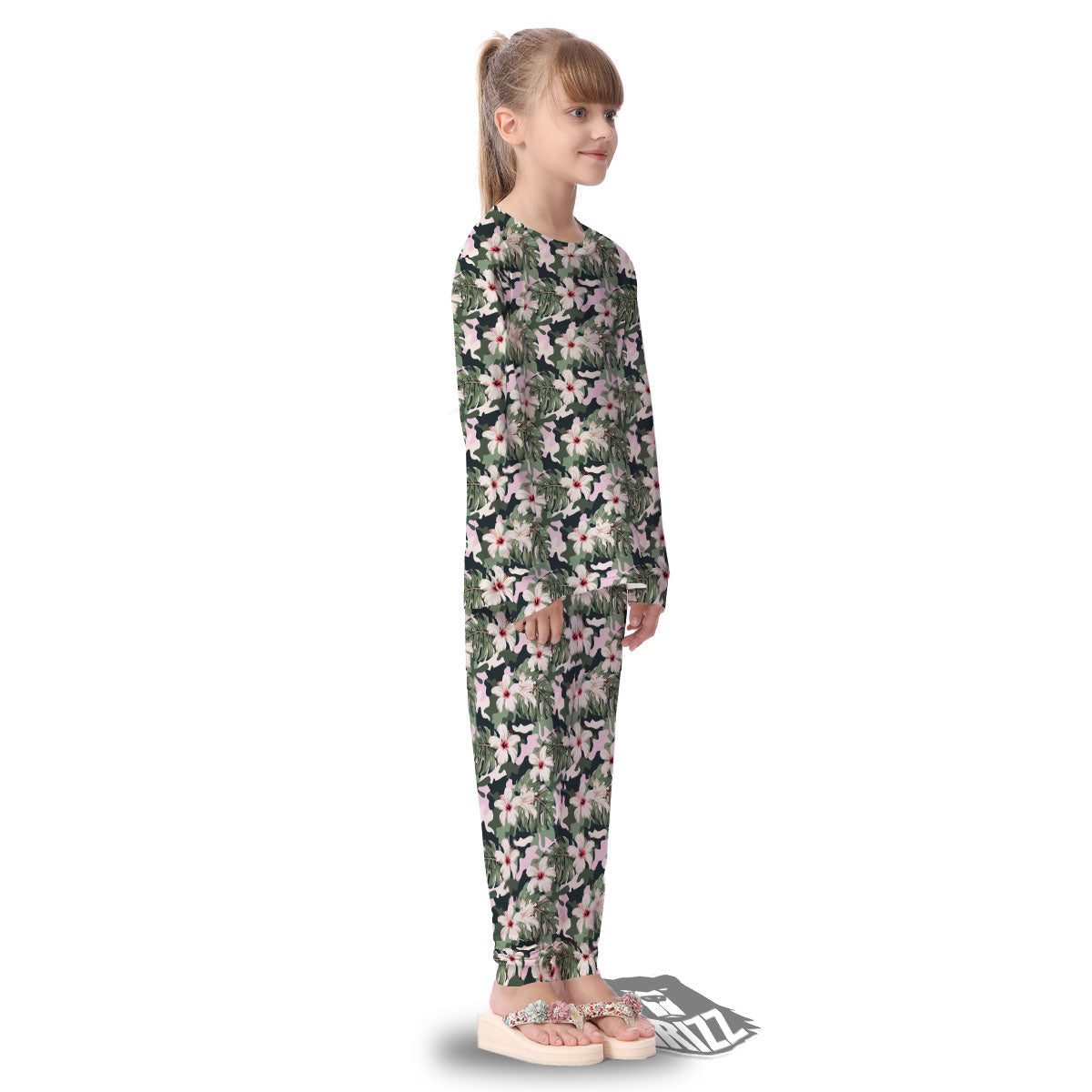 Flower Military Camouflage Print Pattern Kid's Pajamas-grizzshop