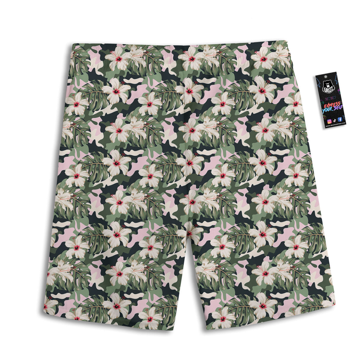 Flower Military Camouflage Print Pattern Men's Athletic Shorts-grizzshop