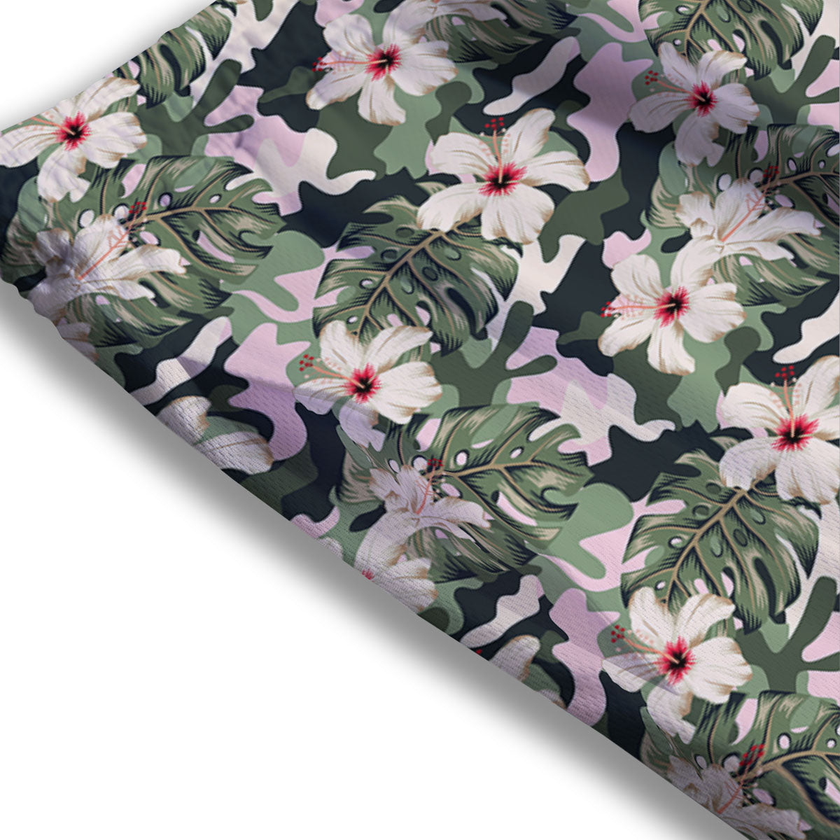 Flower Military Camouflage Print Pattern Mesh Shorts