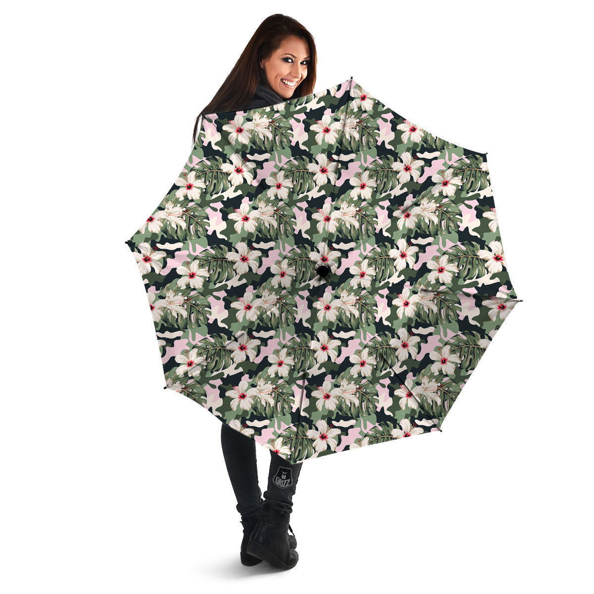 Flower Military Camouflage Print Pattern Umbrella-grizzshop