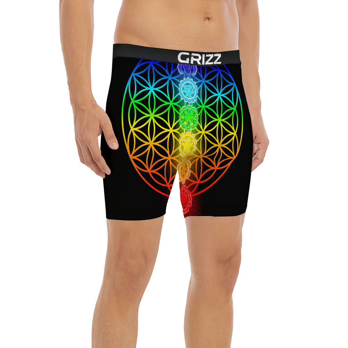 Flower Of Life Seven Chakras Print Boxer Briefs-grizzshop