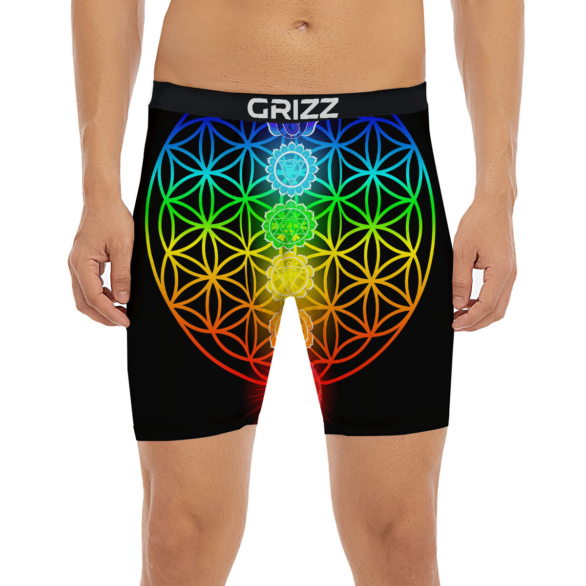 Flower Of Life Seven Chakras Print Boxer Briefs-grizzshop