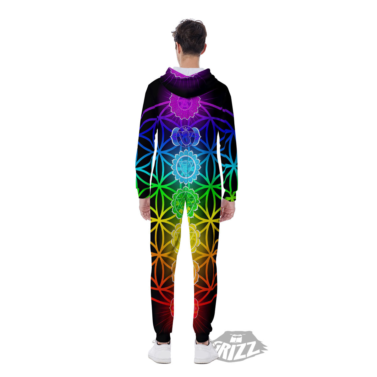 Flower Of Life Seven Chakras Print Men's Jumpsuit-grizzshop