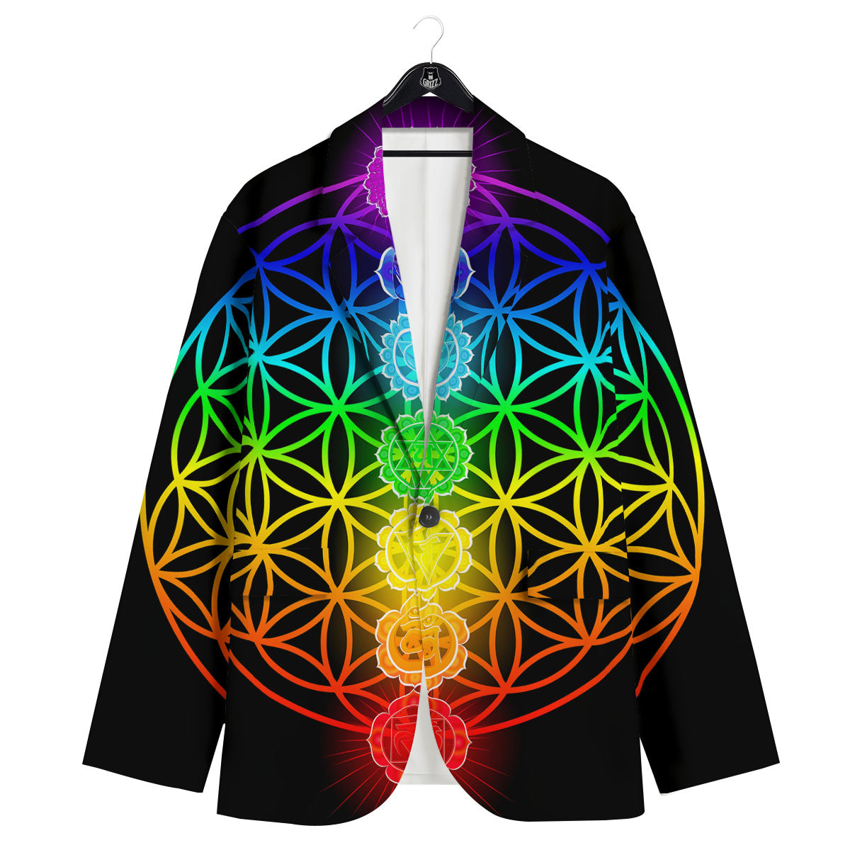 Flower Of Life Seven Chakras Print Men's Sport Coat-grizzshop