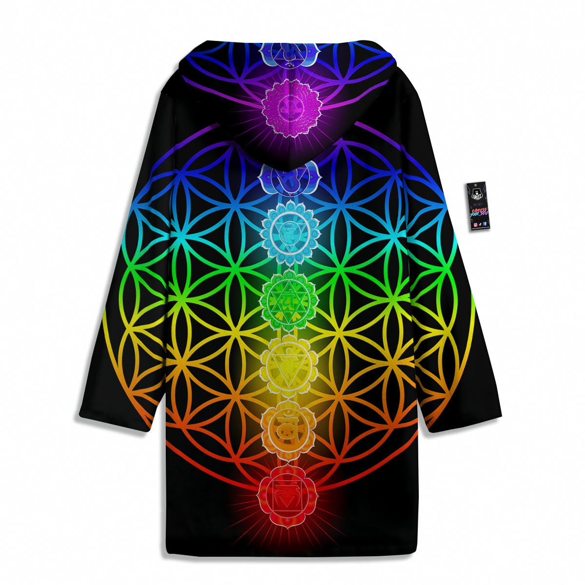 Flower Of Life Seven Chakras Print Men's Windbreaker Jacket-grizzshop