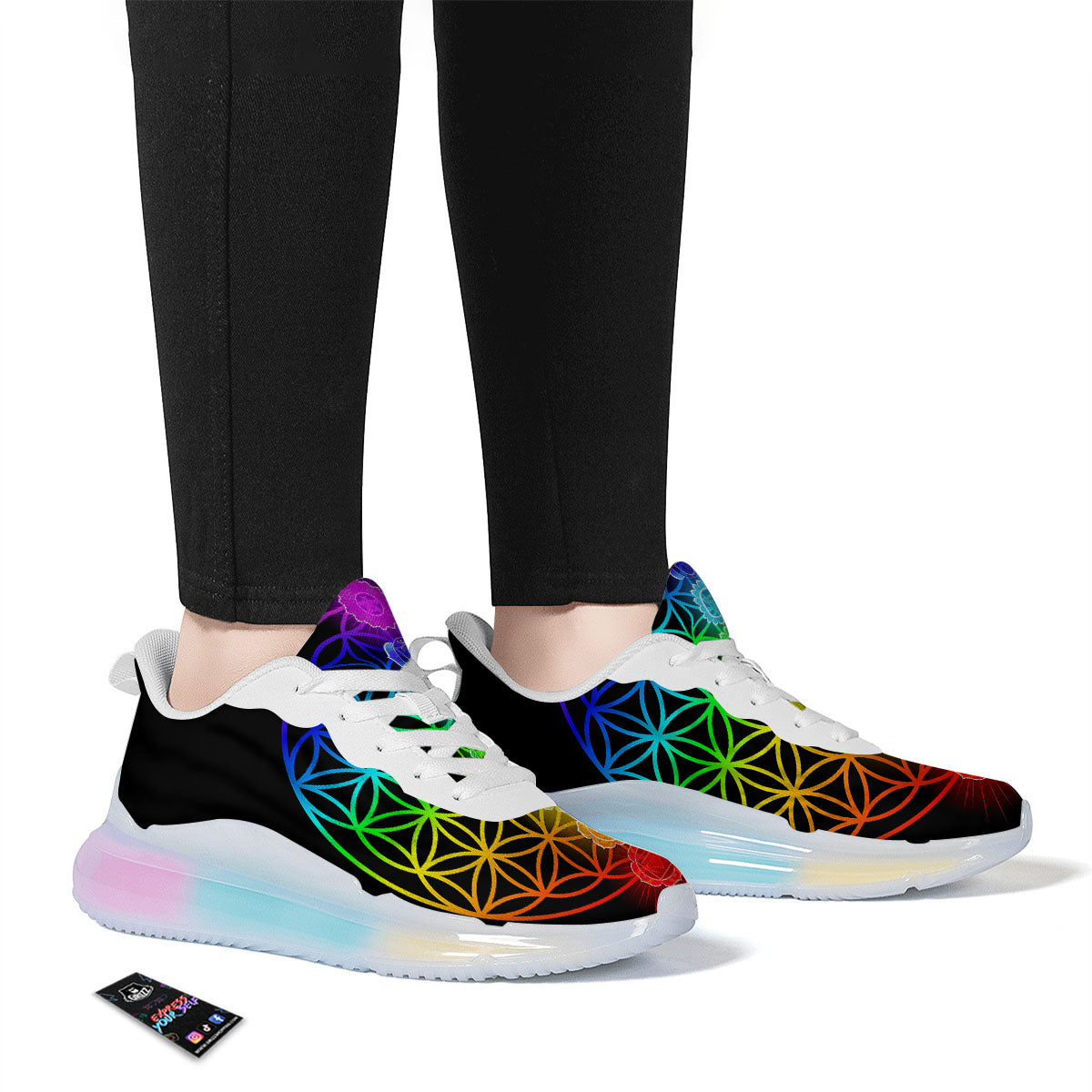 Flower Of Life Seven Chakras Print Running Sneakers-grizzshop