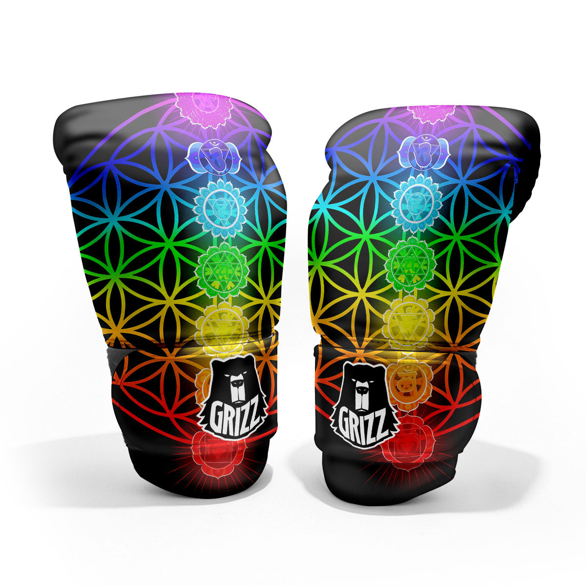 Flower Of Life Seven Chakras Print Sparring Gloves-grizzshop