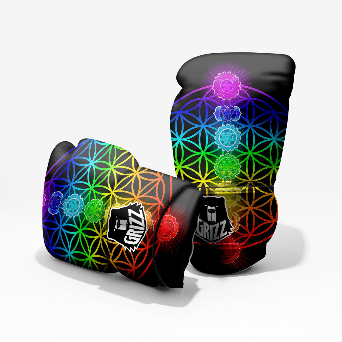 Flower Of Life Seven Chakras Print Sparring Gloves-grizzshop