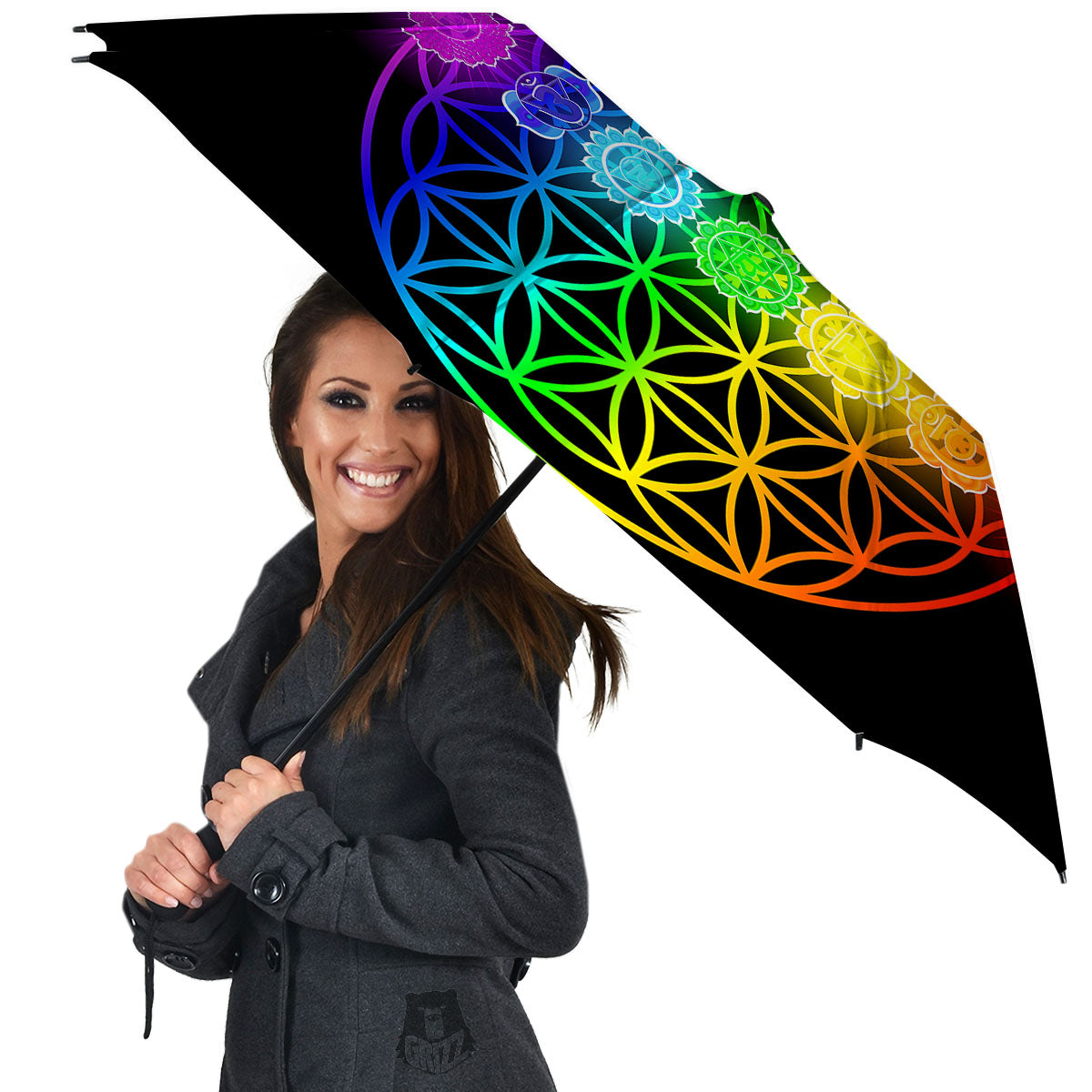 Flower Of Life Seven Chakras Print Umbrella-grizzshop